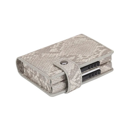 Deluxe Dual Pop Up Credit Card Wallet Holder With Note Storage - Grey Snake