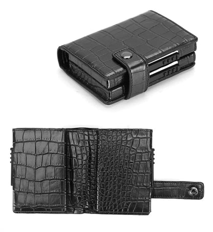 Deluxe Dual Pop Up Credit Card Wallet Holder With Note Storage - Black Carbon