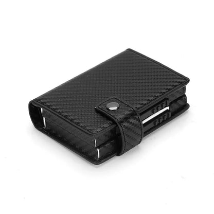 Deluxe Dual Pop Up Credit Card Wallet Holder With Note Storage - Black Carbon