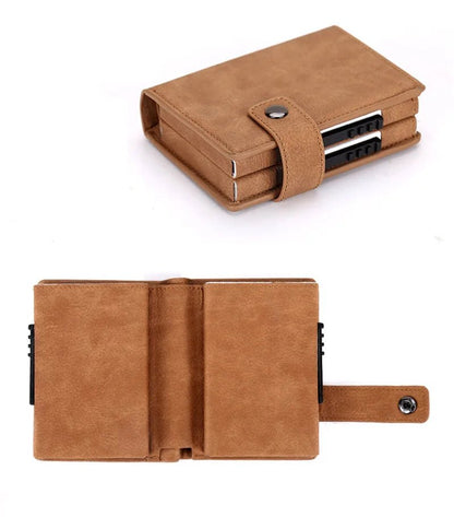 Deluxe Dual Pop Up Credit Card Wallet Holder With Note Storage - Tan
