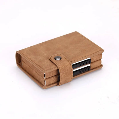Deluxe Dual Pop Up Credit Card Wallet Holder With Note Storage - Tan