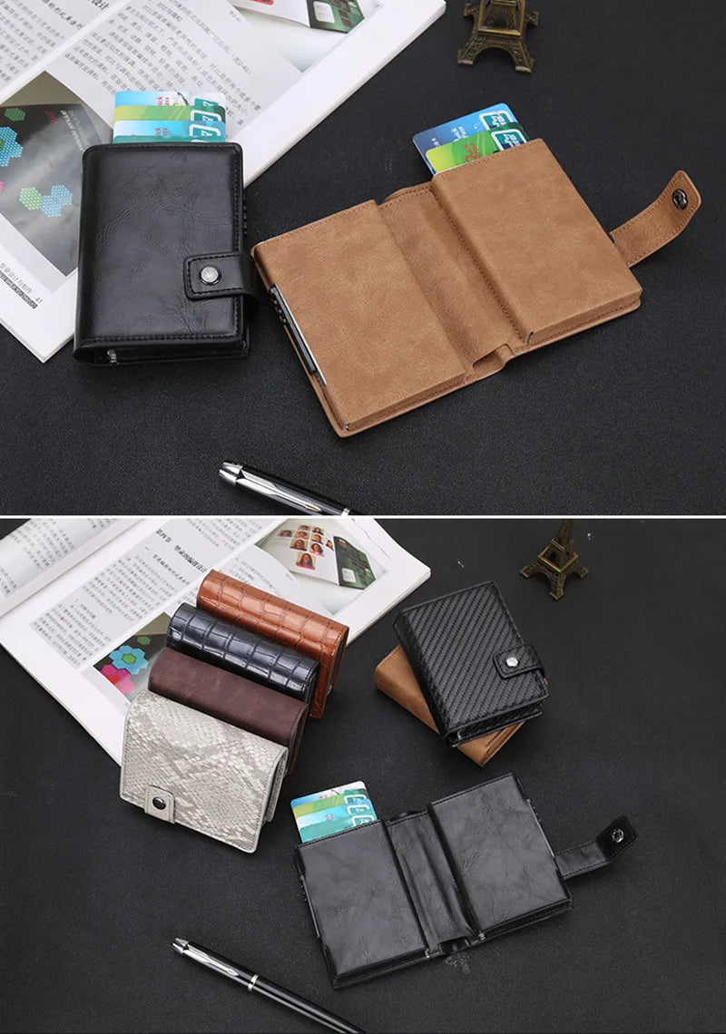 Deluxe Dual Pop Up Credit Card Wallet Holder With Note Storage - Tan
