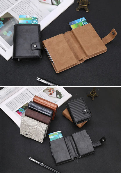 Deluxe Dual Pop Up Credit Card Wallet Holder With Note Storage - Tan