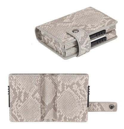 Deluxe Dual Pop Up Credit Card Wallet Holder With Note Storage - Grey Snake