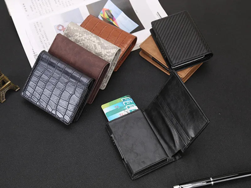 Deluxe Pop Up Credit Card Wallet Holder With Note Storage - Black Carbon