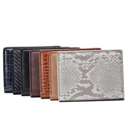 Deluxe Pop Up Credit Card Wallet Holder With Note Storage - Black Croc