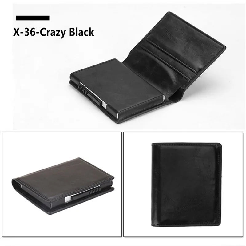 Deluxe Pop Up Credit Card Wallet Holder With Note Storage - Black