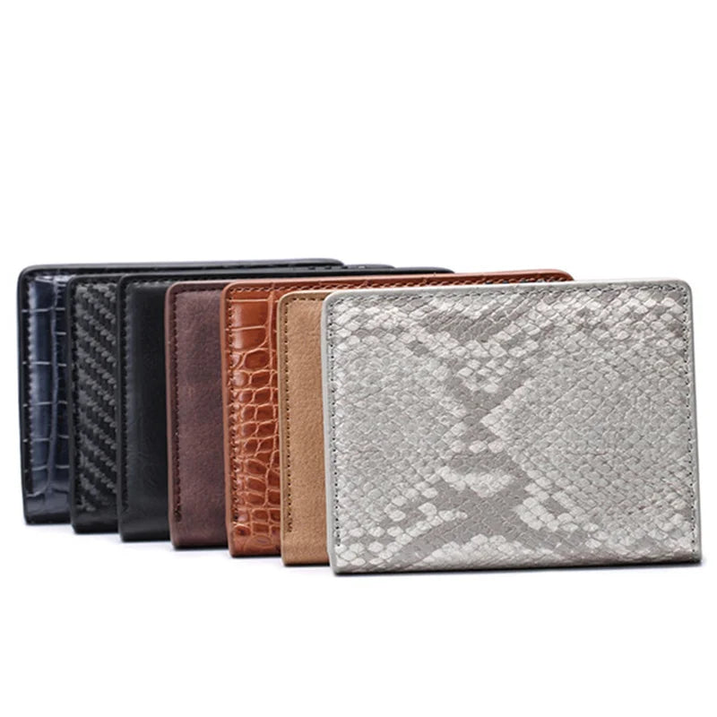 Deluxe Pop Up Credit Card Wallet Holder With Note Storage - Brown Croc