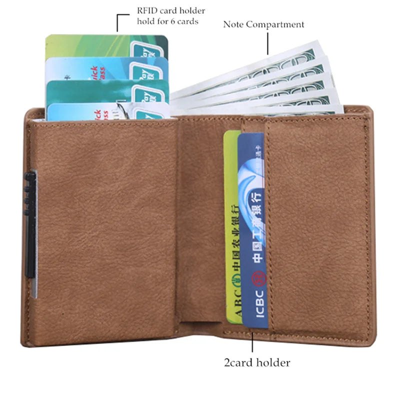 Deluxe Pop Up Credit Card Wallet Holder With Note Storage - Brown Croc