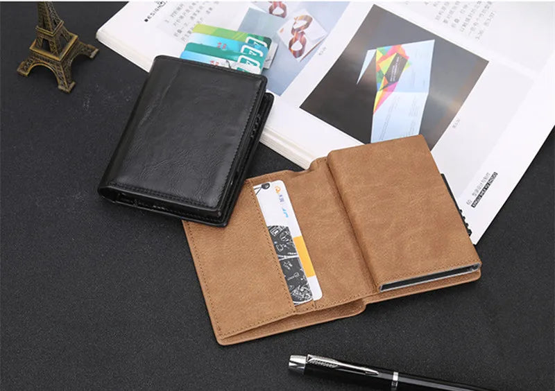 Deluxe Pop Up Credit Card Wallet Holder With Note Storage - Black