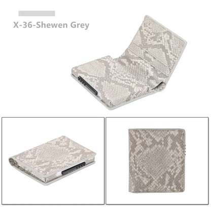Deluxe Pop Up Credit Card Wallet Holder With Note Storage - Grey Snake