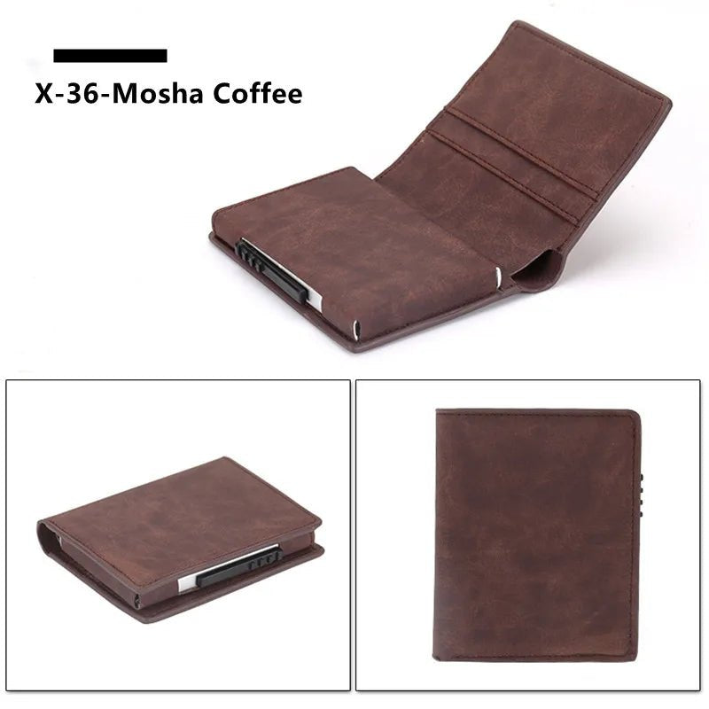 Deluxe Pop Up Credit Card Wallet Holder With Note Storage - Coffee