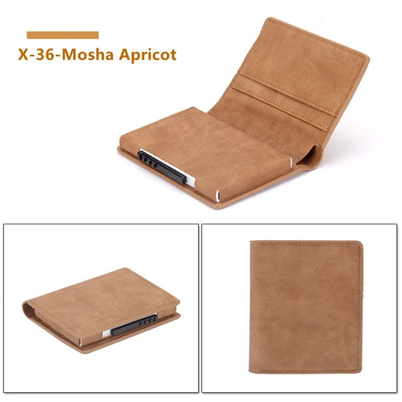 Deluxe Pop Up Credit Card Wallet Holder With Note Storage - Tan