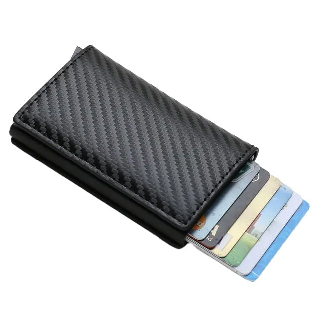 Nano Slimline Pop Up Credit Card Holder Wallet - Black Carbon