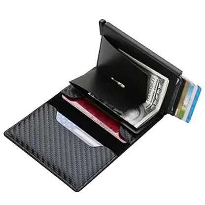 Nano Slimline Pop Up Credit Card Holder Wallet - Black Carbon