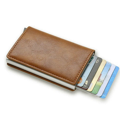 Nano Slimline Pop Up Credit Card Holder Wallet - Brown