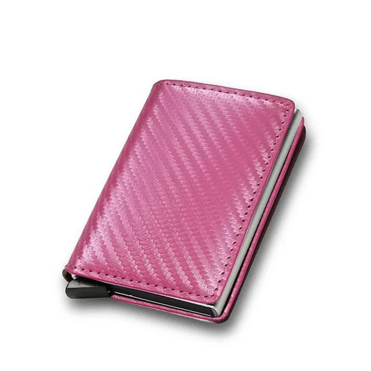 Nano Slimline Pop Up Credit Card Holder Wallet - Pink Carbon